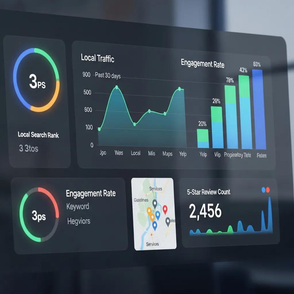 Analytics dashboard displaying local SEO performance metrics