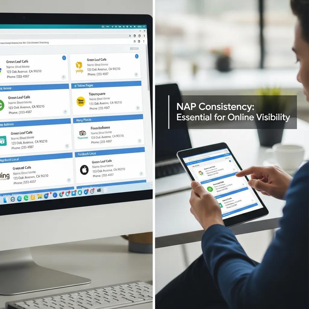 Business listings showcasing consistent Name, Address, and Phone number for local SEO