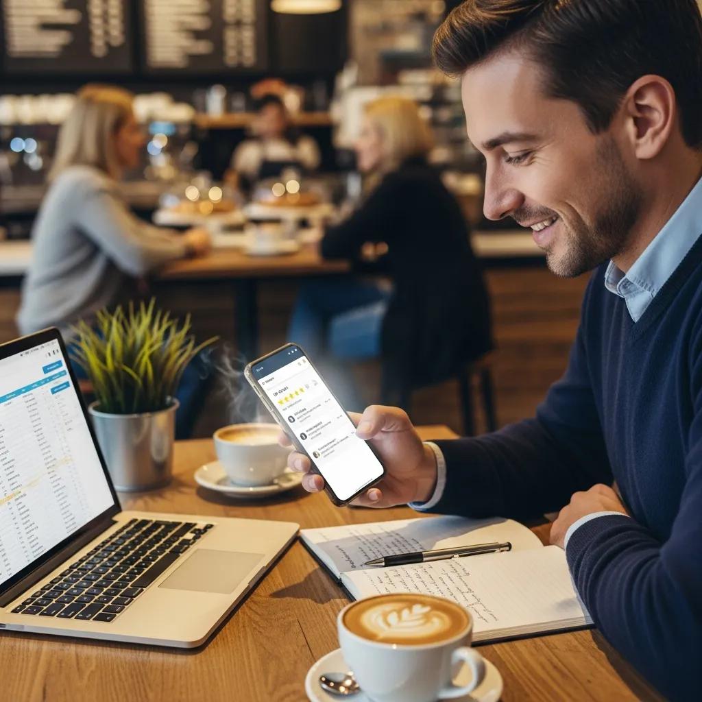 Business owner responding to online reviews to enhance customer trust and reputation