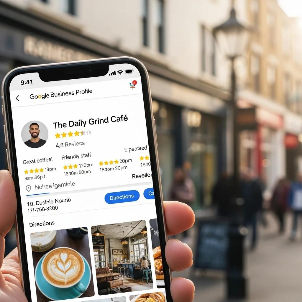 Google Business Profile shown on a smartphone — key for local visibility