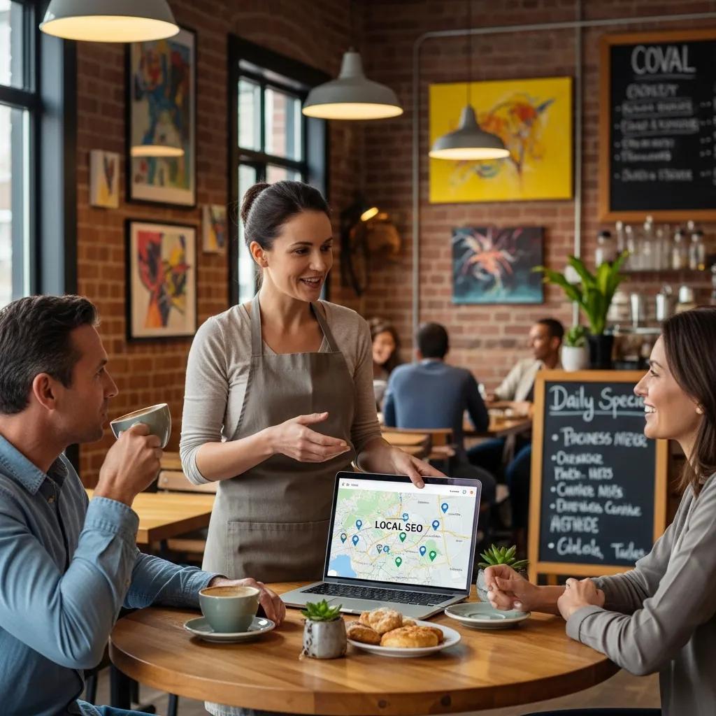 Local business owner engaging with customers, highlighting the importance of local SEO strategies