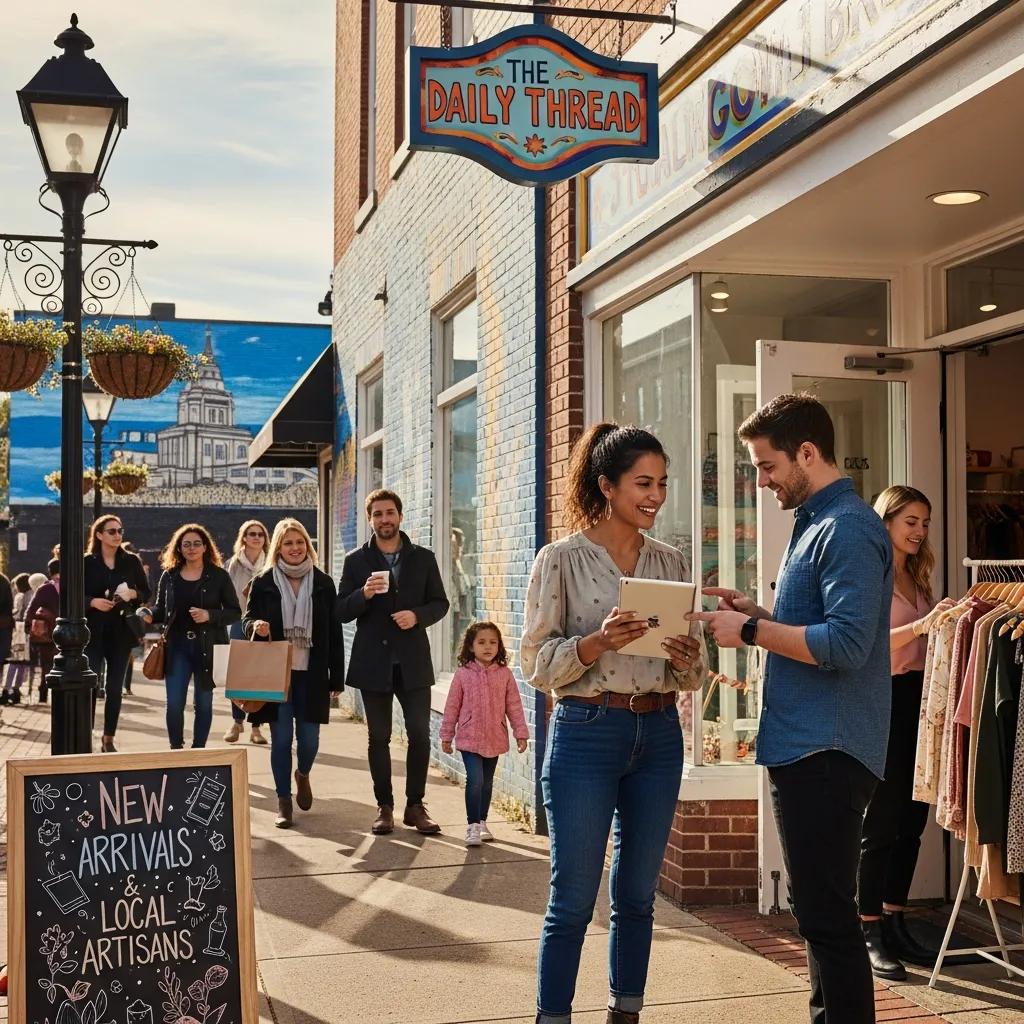 Local business owner using a mobile device to enhance customer engagement