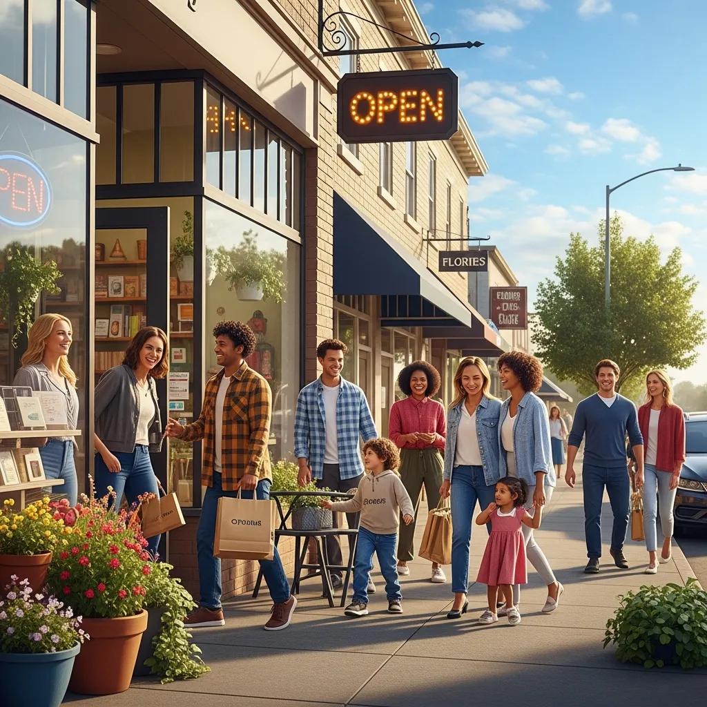 Local shop front with customers — showing how local SEO brings people through the door